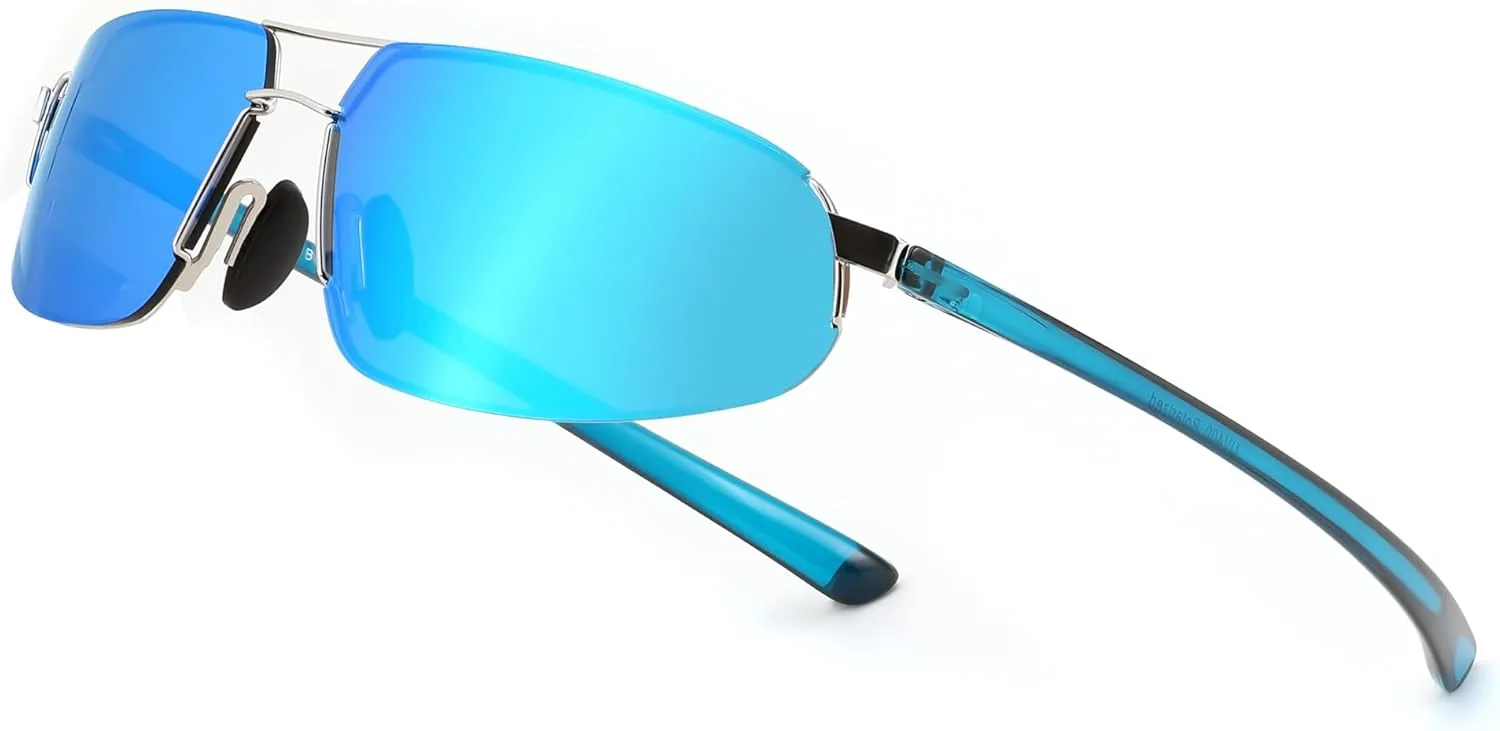 FEISEDY Vintage Sunglasses Men Polarized, Aviator Metal Frame Lightweight, Driving Fishing Running B0057
