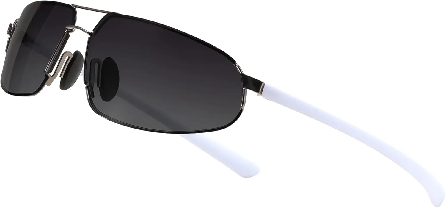 FEISEDY Vintage Sunglasses Men Polarized, Aviator Metal Frame Lightweight, Driving Fishing Running B0057
