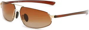 FEISEDY Vintage Sunglasses Men Polarized, Aviator Metal Frame Lightweight, Driving Fishing Running B0057