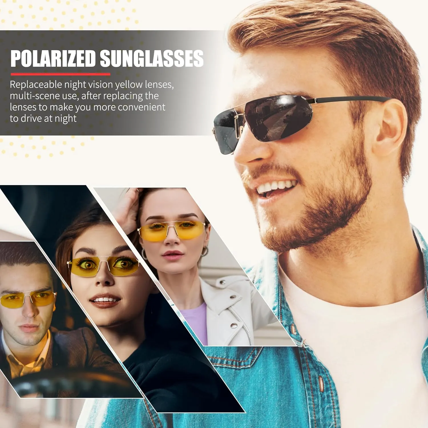 FEISEDY Vintage Sunglasses Men Polarized, Aviator Metal Frame Lightweight, Driving Fishing Running B0057