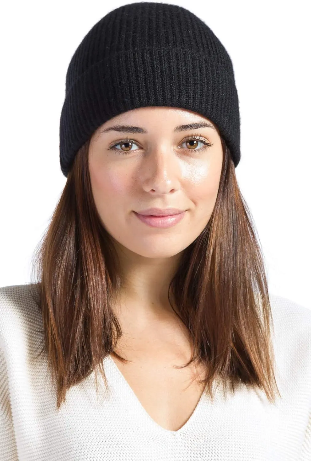 Fishers Finery Women's 100% Cashmere Cuffed Beanie