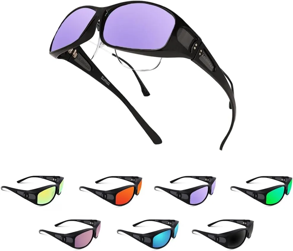 Fit Over Glasses Sunglasses for Men Women,Wrap Around Sunglasses Polarized UV400 Protection Rectangle Sun Glasses