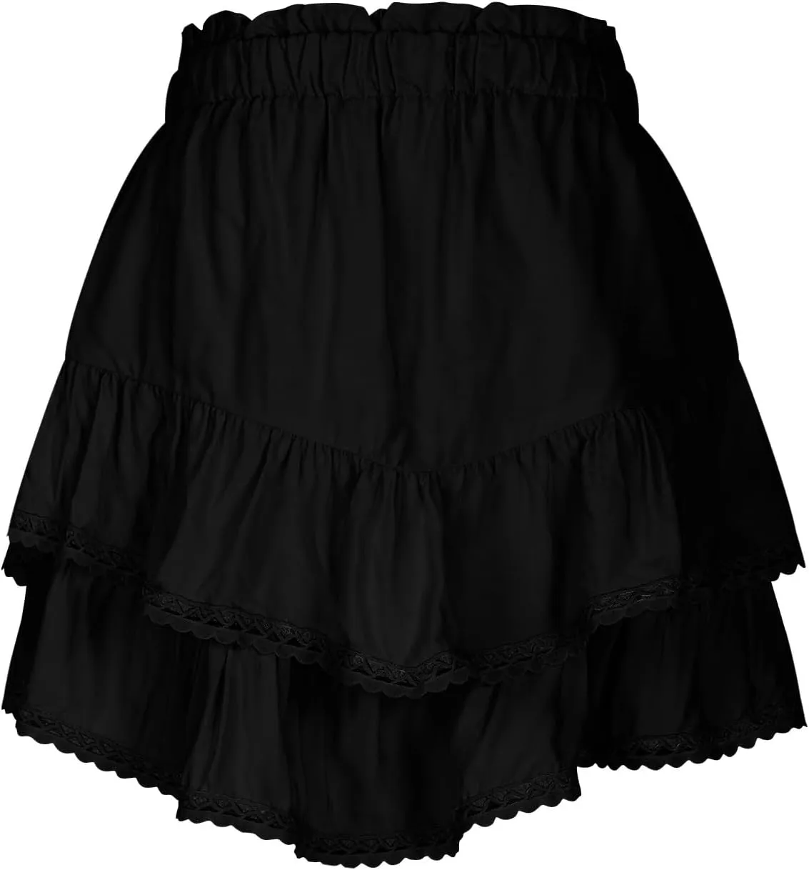 Flowy Summer Mini Skirt for Women Crochet Ruffle Elastic Waist Asymmetrical Hem Casual Short A Line Skirts
