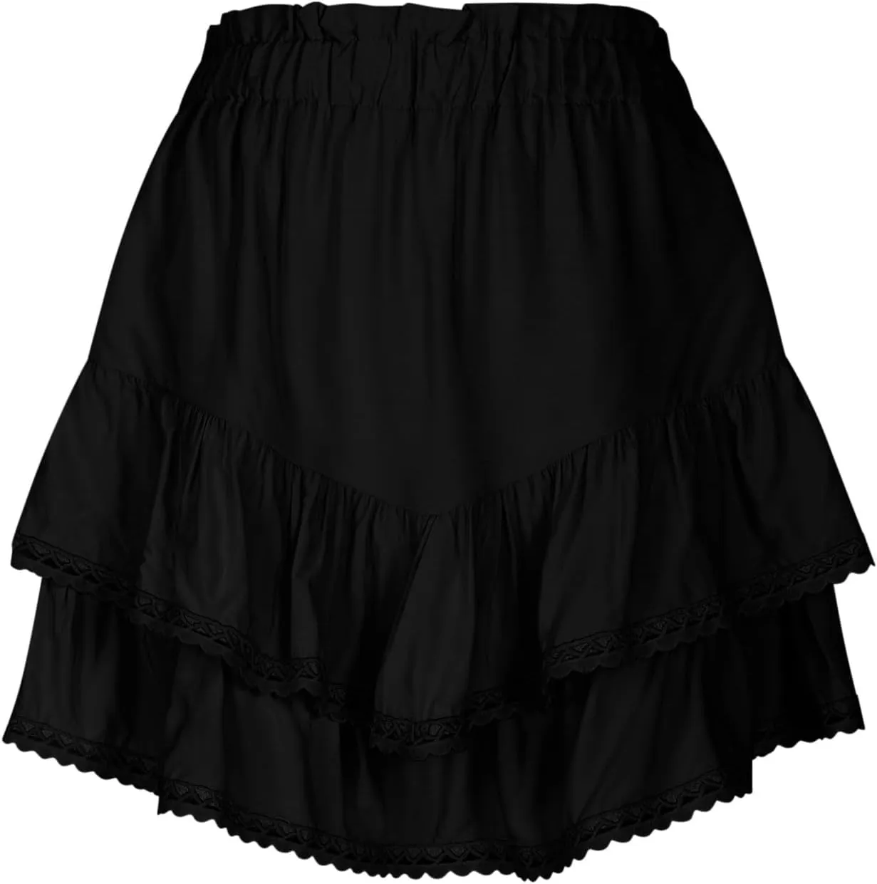 Flowy Summer Mini Skirt for Women Crochet Ruffle Elastic Waist Asymmetrical Hem Casual Short A Line Skirts