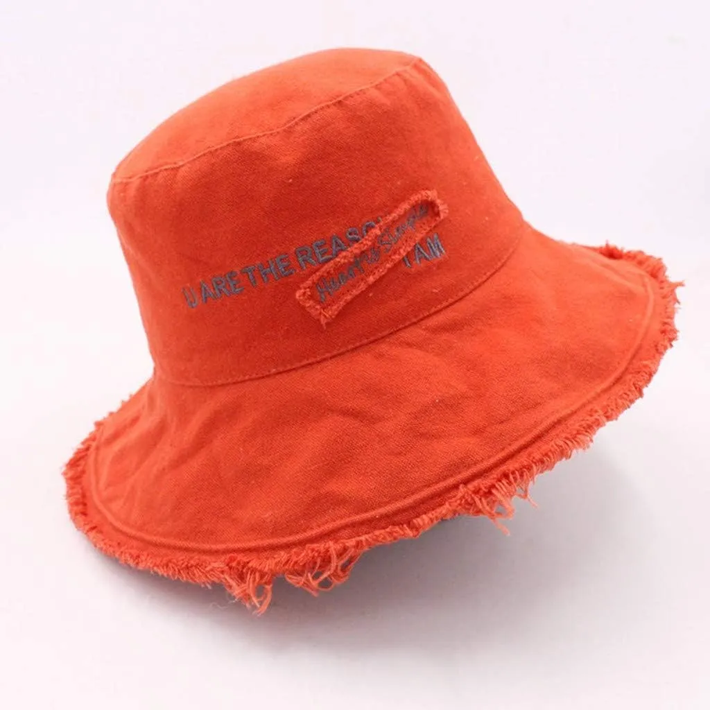Frayed Bucket Hat for Women Men Trendy Cotton Fishing Cap Floppy Wide Brim Boonie Hat Summer Travel Beach Sun Hat