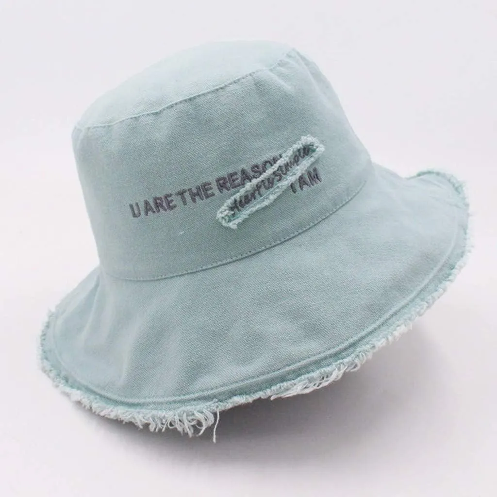 Frayed Bucket Hat for Women Men Trendy Cotton Fishing Cap Floppy Wide Brim Boonie Hat Summer Travel Beach Sun Hat