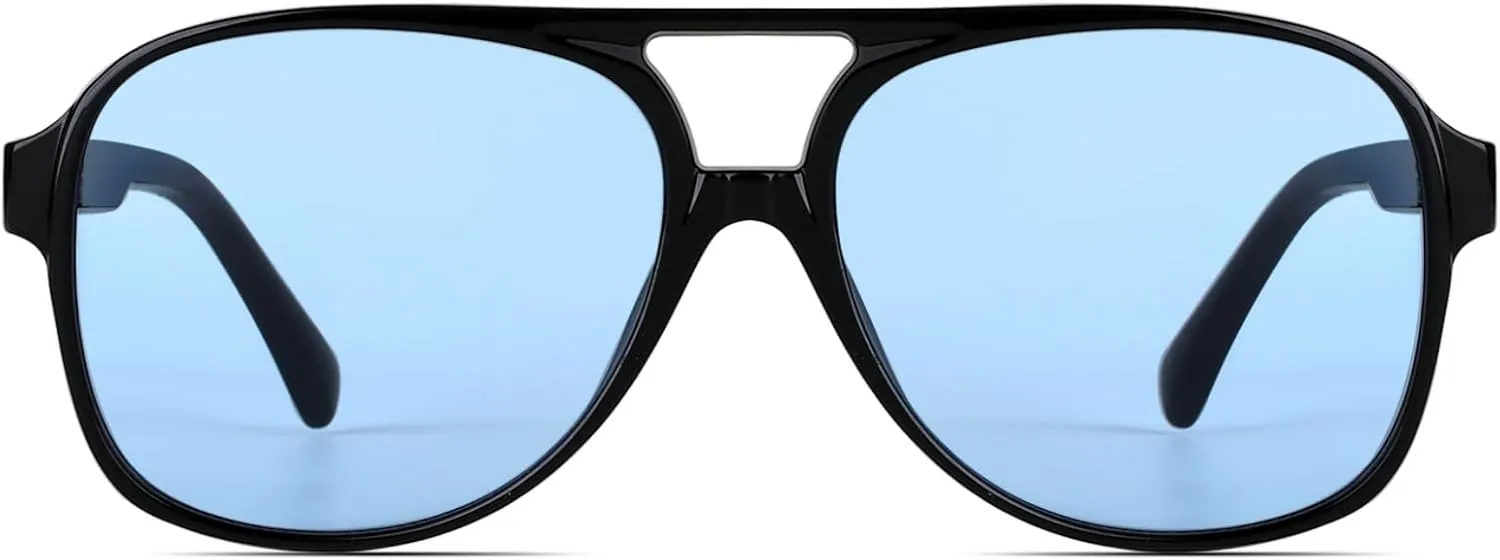 Freckles Mark Vintage Retro 70s Sunglasses for Women Men Classic Large Square Aviator Trendy Glasses