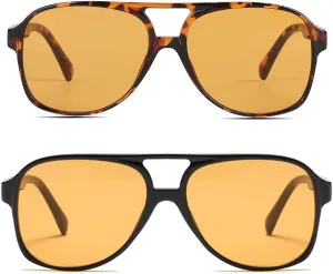Freckles Mark Vintage Retro 70s Sunglasses for Women Men Classic Large Square Aviator Trendy Glasses