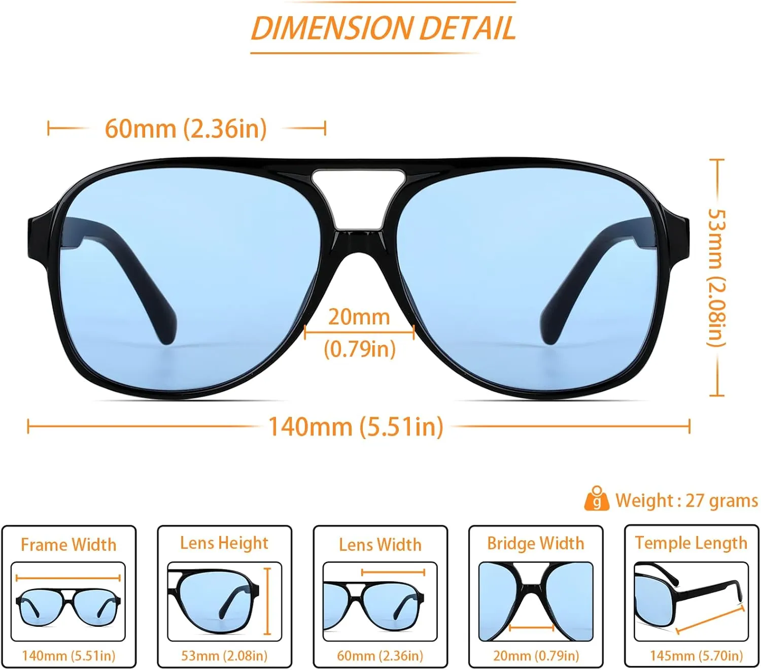 Freckles Mark Vintage Retro 70s Sunglasses for Women Men Classic Large Square Aviator Trendy Glasses