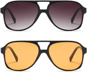 Freckles Mark Vintage Retro 70s Sunglasses for Women Men Classic Large Square Aviator Trendy Glasses