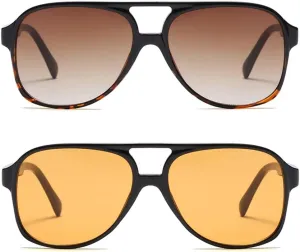 Freckles Mark Vintage Retro 70s Sunglasses for Women Men Classic Large Square Aviator Trendy Glasses