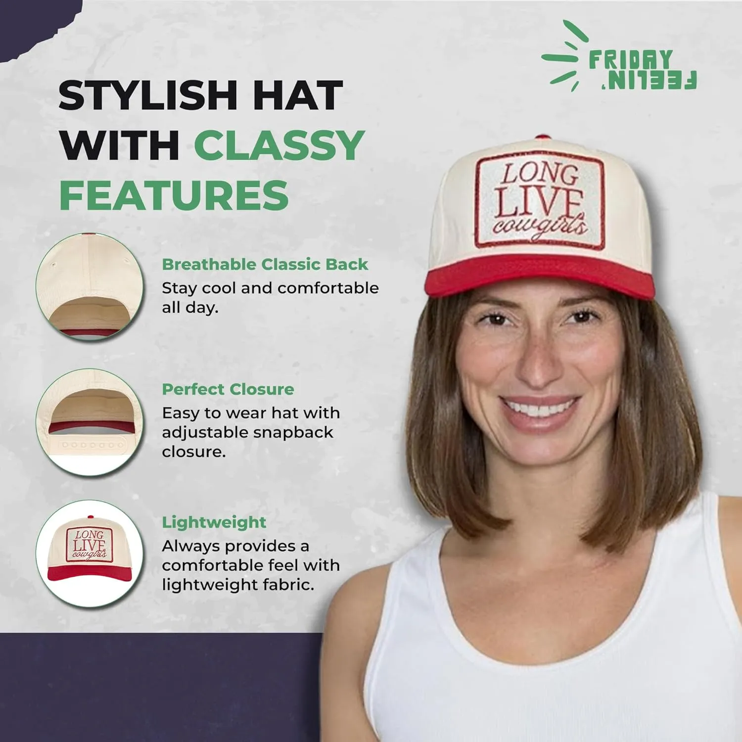 Friday Feelin' Trucker Hat Women Baseball Caps Western Trucker Hats Adjustable Baseball Mama Hat Fitted Mom Hats - One Size