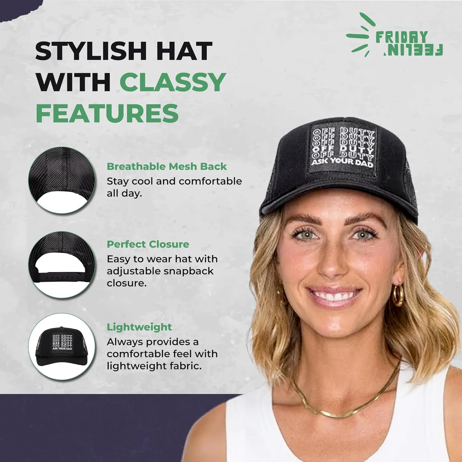 Friday Feelin' Trucker Hat Women Men Baseball Caps Baseball Hats Womens USA Trucker Hats Fitted Summer Cap Trendy - One Size