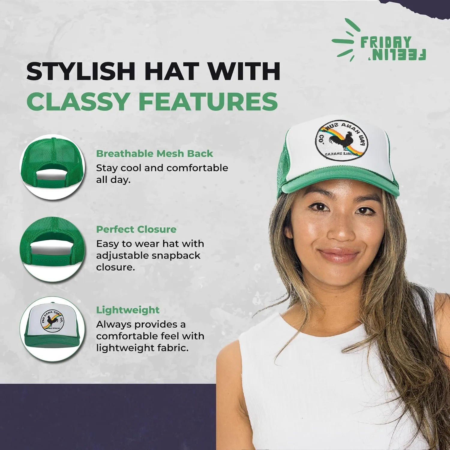 Friday Feelin' Trucker Hat Women Men Baseball Caps Baseball Hats Womens USA Trucker Hats Fitted Summer Cap Trendy - One Size