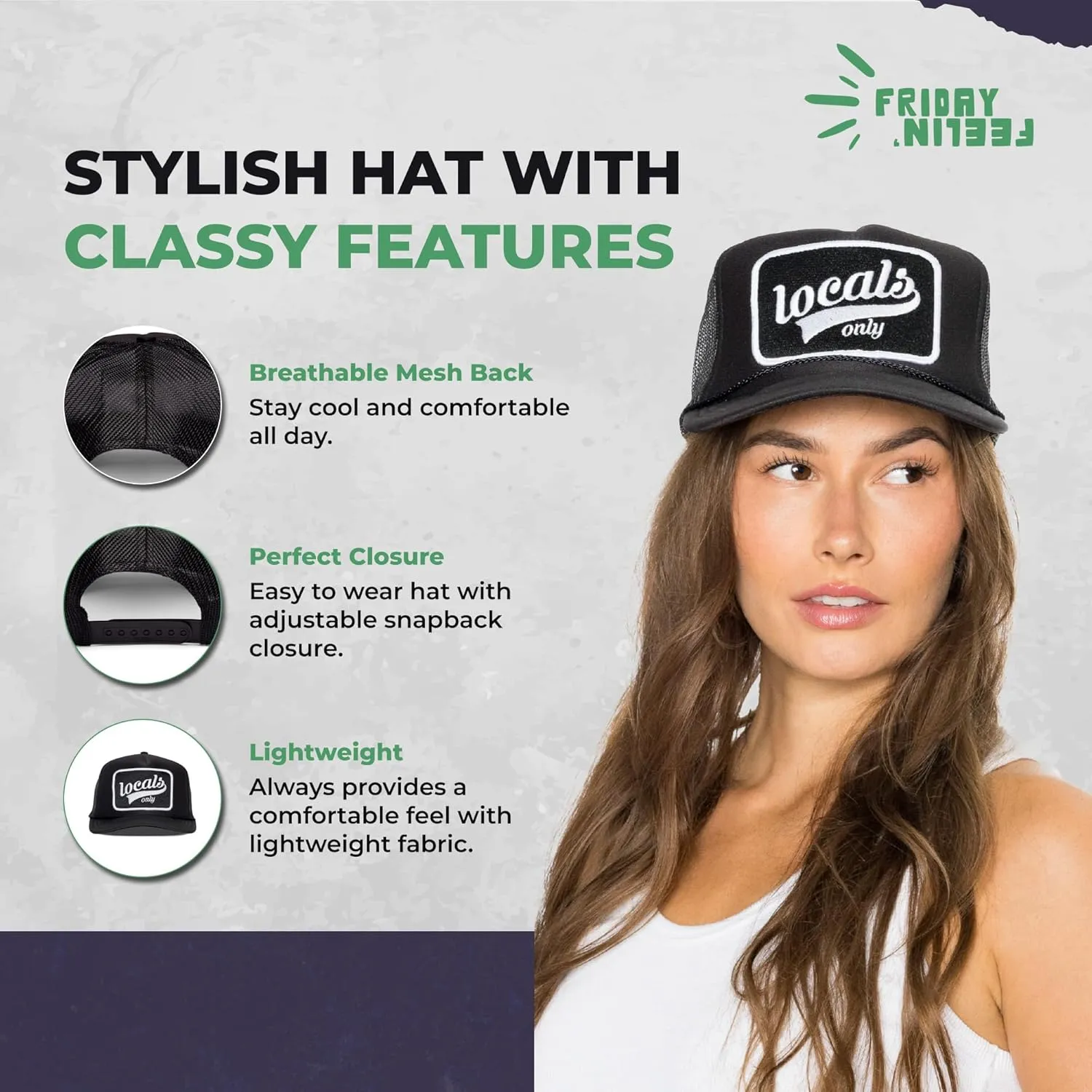 Friday Feelin' Trucker Hat Women Men Baseball Caps California Hats USA Trucker Athletic Trucker Hat Festival Gifts - One Size