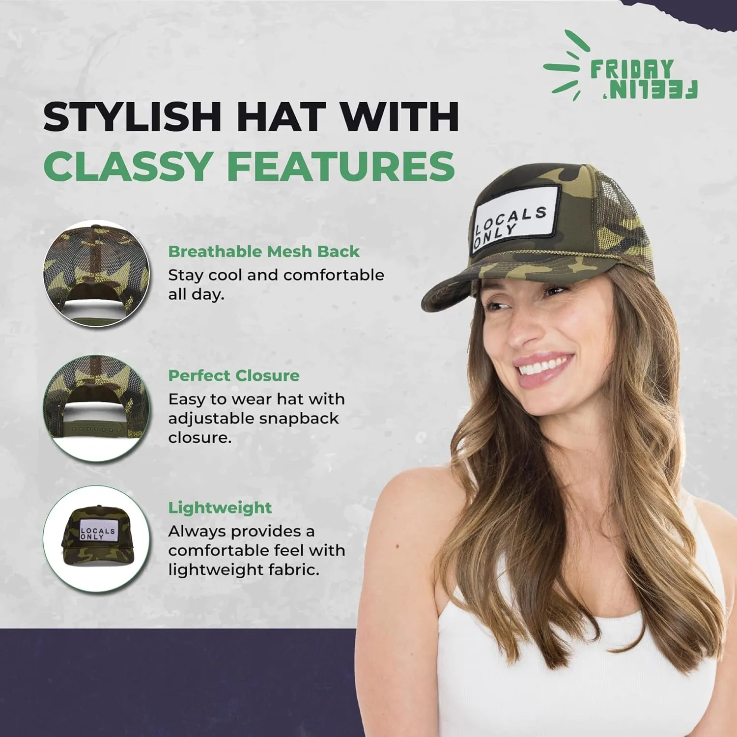 Friday Feelin' Trucker Hat Women Men Baseball Caps California Hats USA Trucker Athletic Trucker Hat Festival Gifts - One Size
