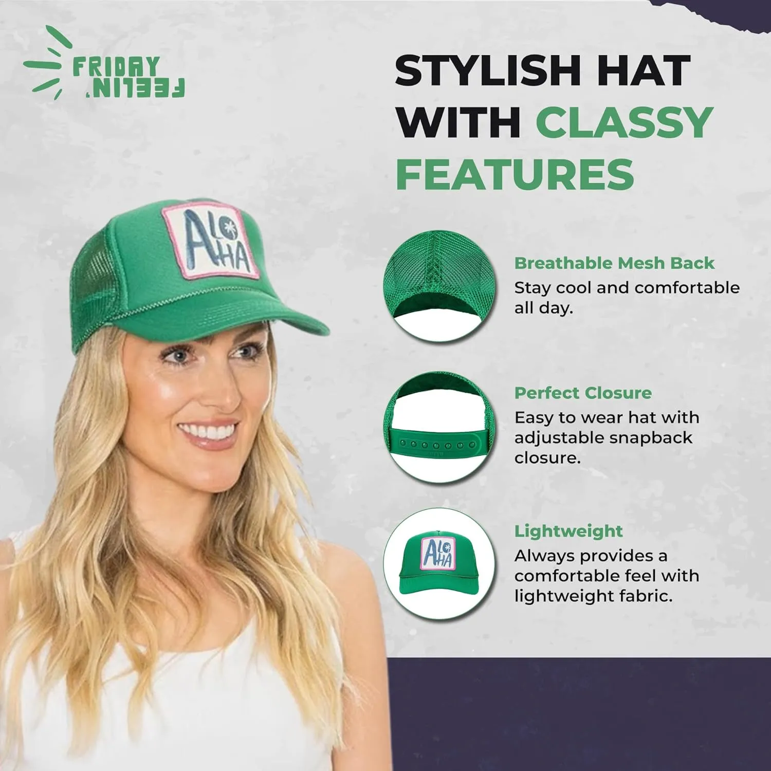 Friday Feelin' Trucker Hat Women Men Baseball Caps California Hats USA Trucker Athletic Trucker Hat Festival Gifts - One Size