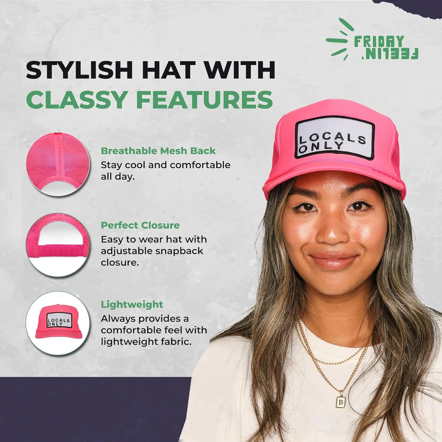 Friday Feelin' Trucker Hat Women Men Baseball Caps California Hats USA Trucker Athletic Trucker Hat Festival Gifts - One Size