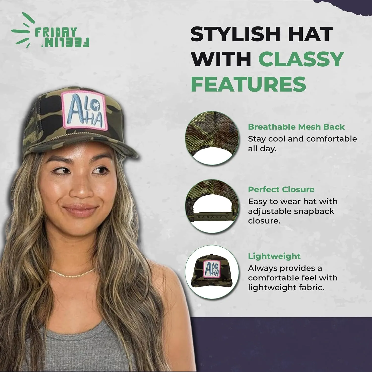 Friday Feelin' Trucker Hat Women Men Baseball Caps California Hats USA Trucker Athletic Trucker Hat Festival Gifts - One Size