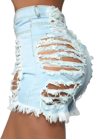 Govc Women High Rise Distressed Stretchy Jean Shorts Ripped Hole Denim Short Jeans