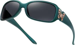 HAOLOTA Women's Polarized Sunglasses - Fashionable Wraparound Butterfly Design with UV400 Protection