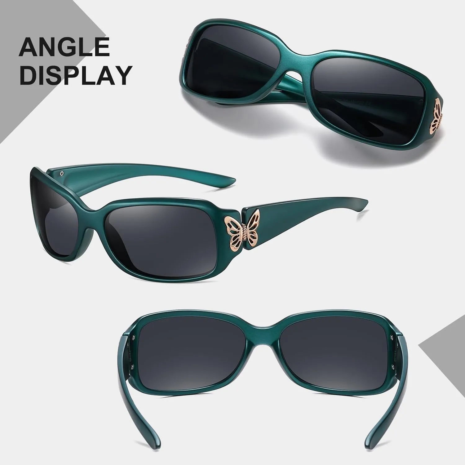 HAOLOTA Women's Polarized Sunglasses - Fashionable Wraparound Butterfly Design with UV400 Protection