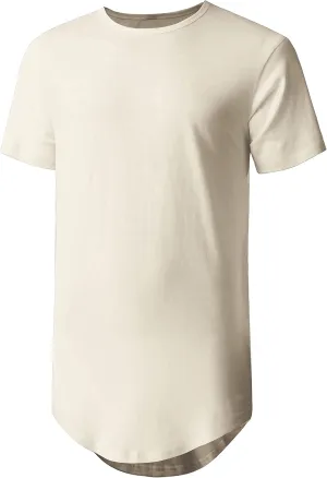Hat and Beyond Mens Hipster Curve Hem Droptail Tee Premium Longline T Shirts