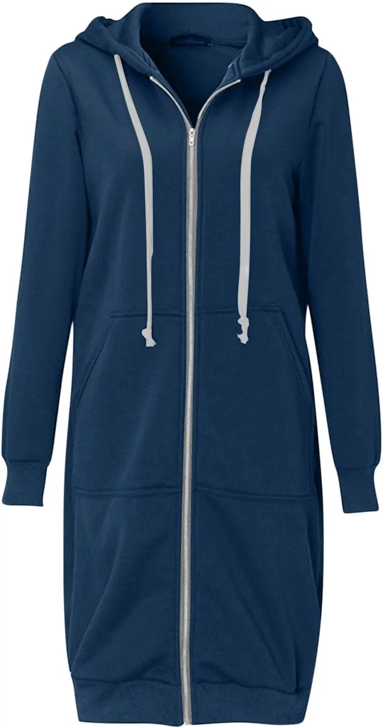 Hoodies for Women 2024 Casual Full Zip Up Hoodie Comfortable Womens Long Hoodies Fashion Sweatshirt with Pockets