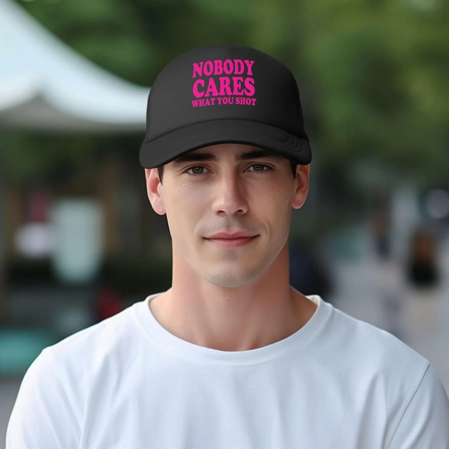 Hot Pink-Nobody Cares What You Shot Funny Trucker Hat for Men Women Adults Humor Gift Baseball Cap