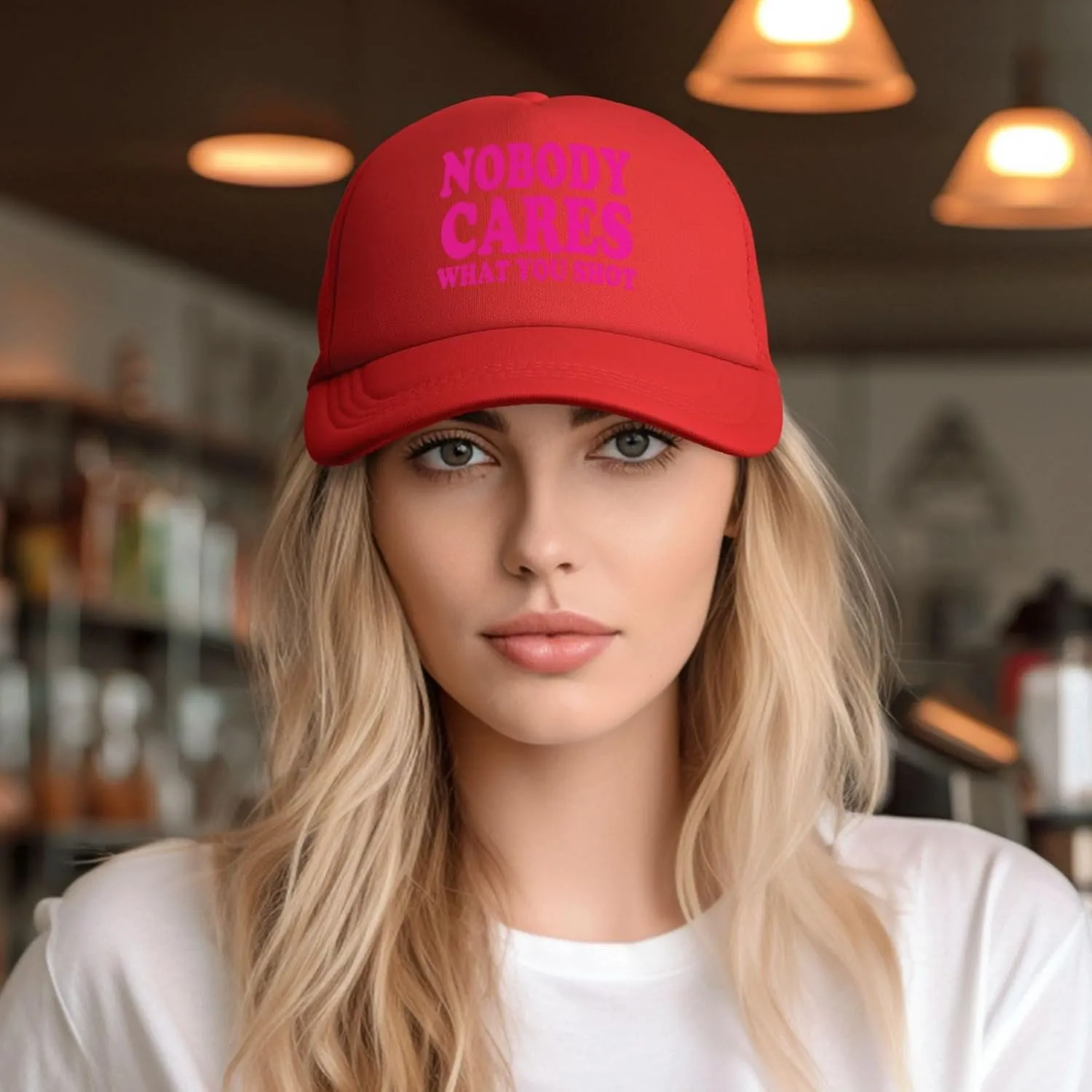 Hot Pink-Nobody Cares What You Shot Funny Trucker Hat for Men Women Adults Humor Gift Baseball Cap