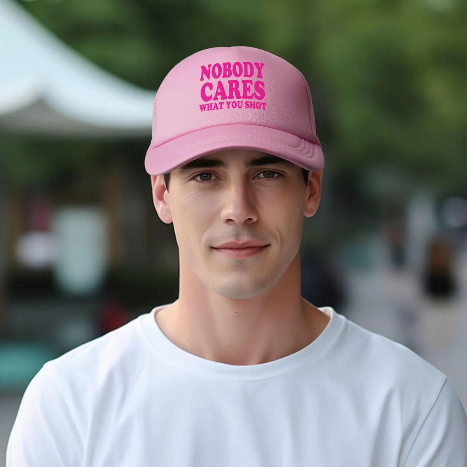 Hot Pink-Nobody Cares What You Shot Funny Trucker Hat for Men Women Adults Humor Gift Baseball Cap