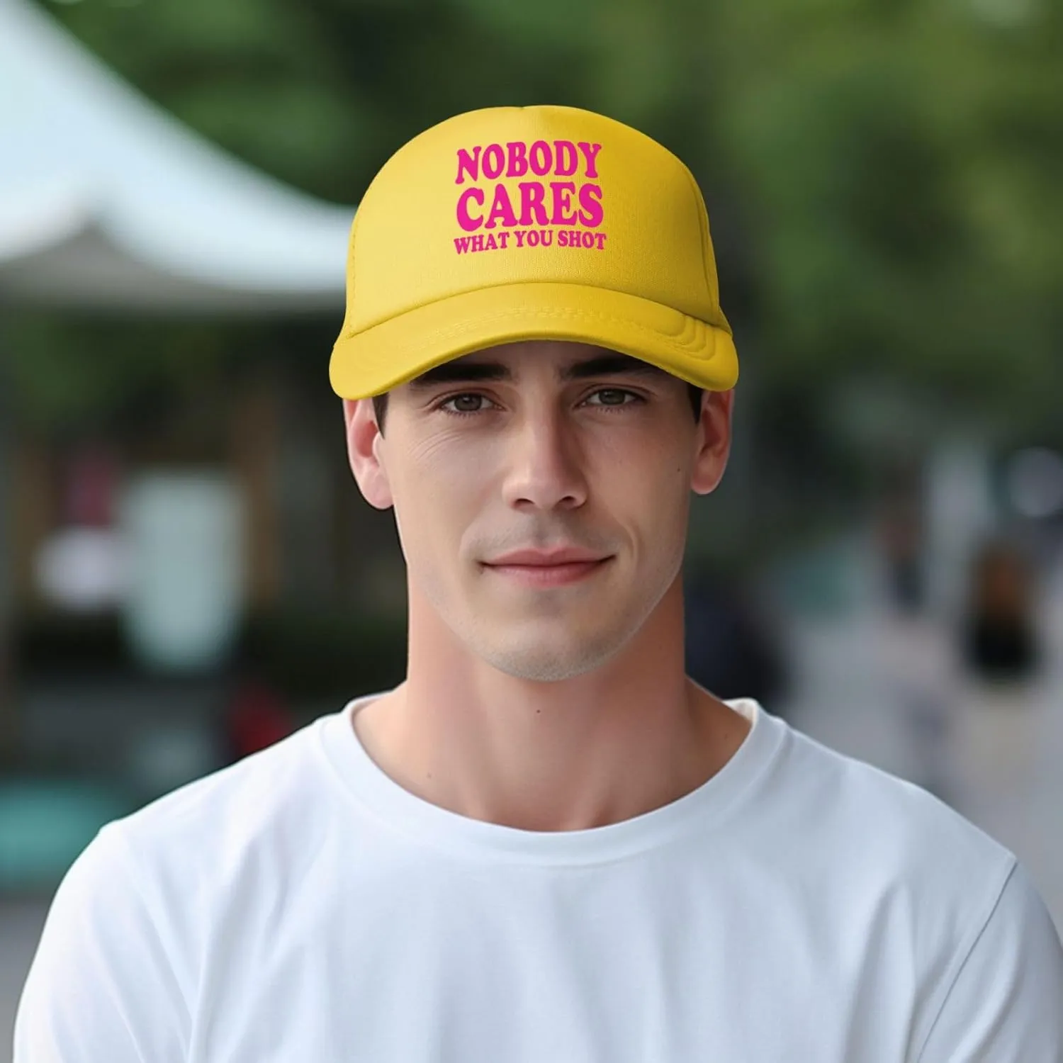 Hot Pink-Nobody Cares What You Shot Funny Trucker Hat for Men Women Adults Humor Gift Baseball Cap