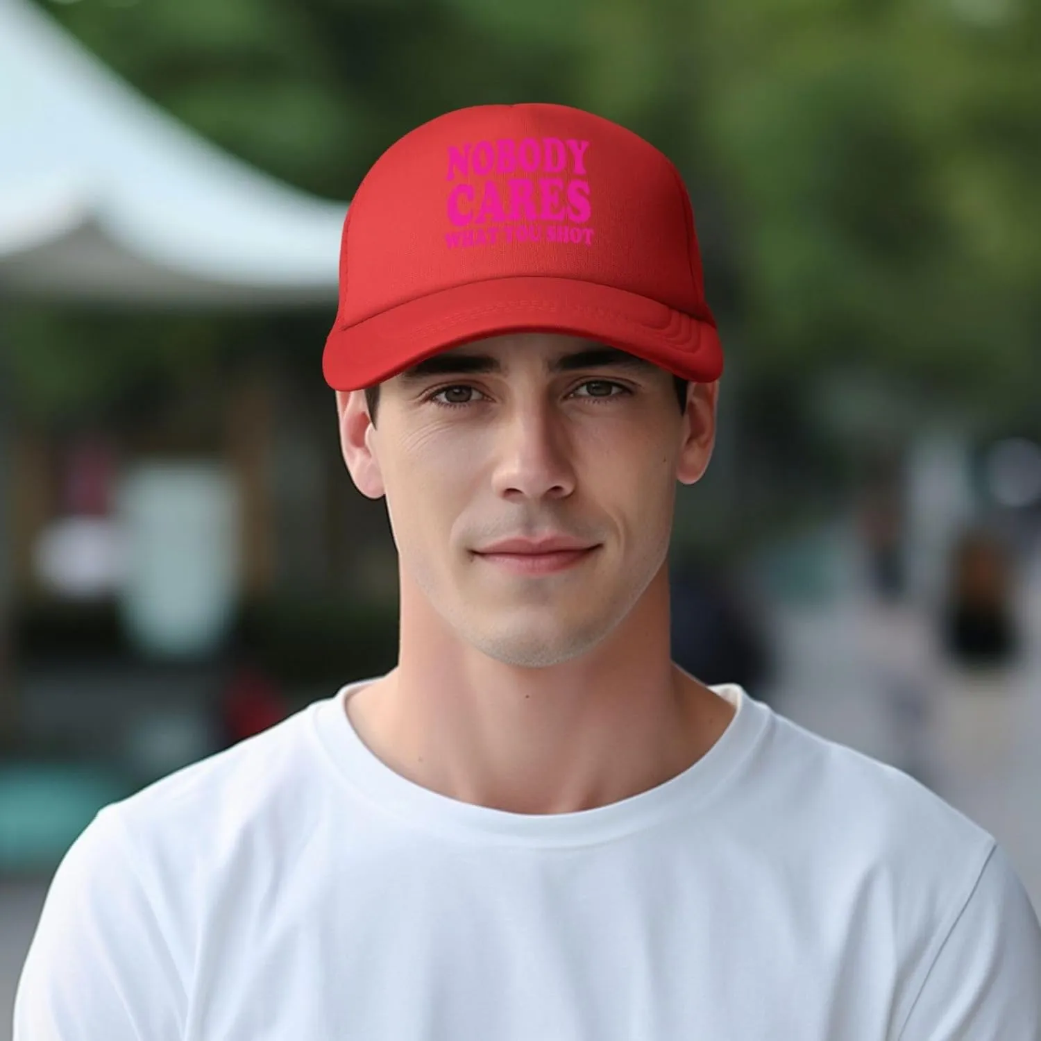 Hot Pink-Nobody Cares What You Shot Funny Trucker Hat for Men Women Adults Humor Gift Baseball Cap