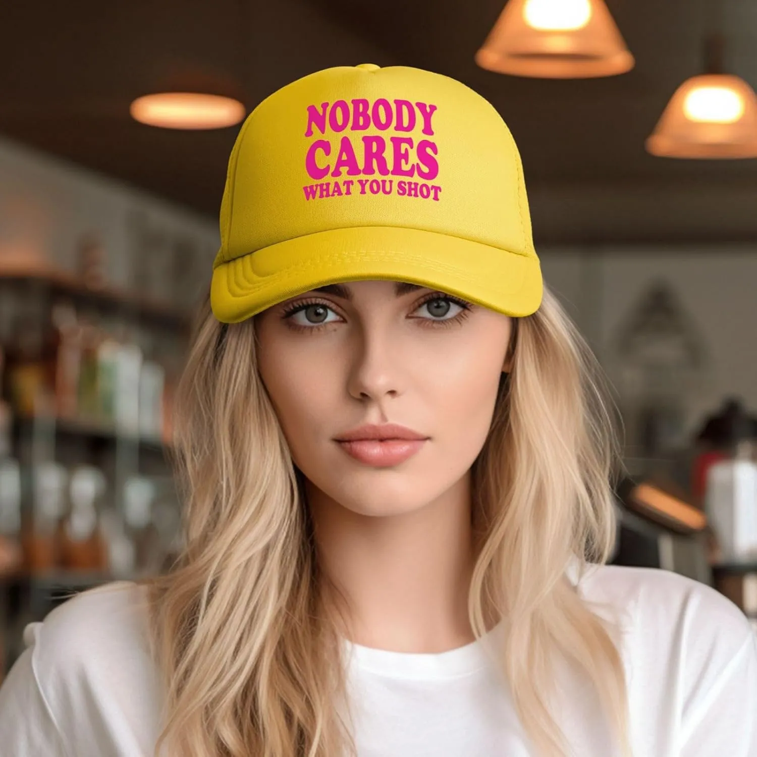 Hot Pink-Nobody Cares What You Shot Funny Trucker Hat for Men Women Adults Humor Gift Baseball Cap