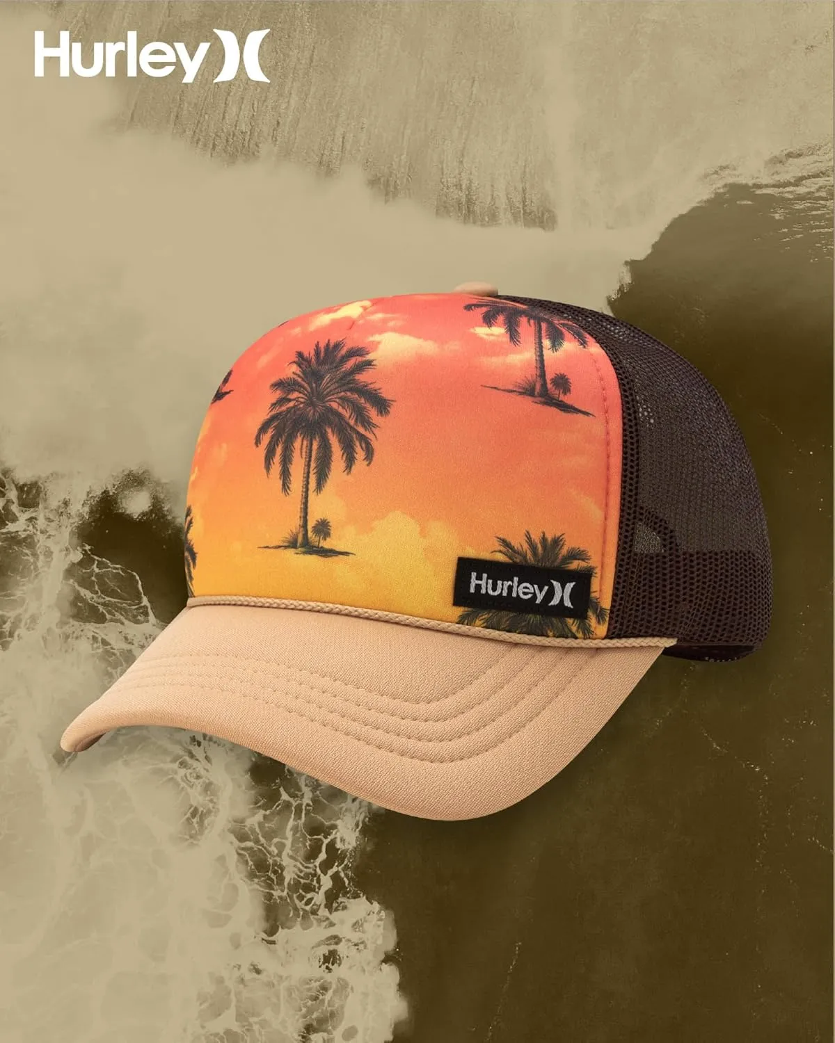 Hurley Men's Rincon Trucker Hat - Breathable Mesh Sides, Curved Bill, Adjustable Snap Closure - Trucker Hats for Men