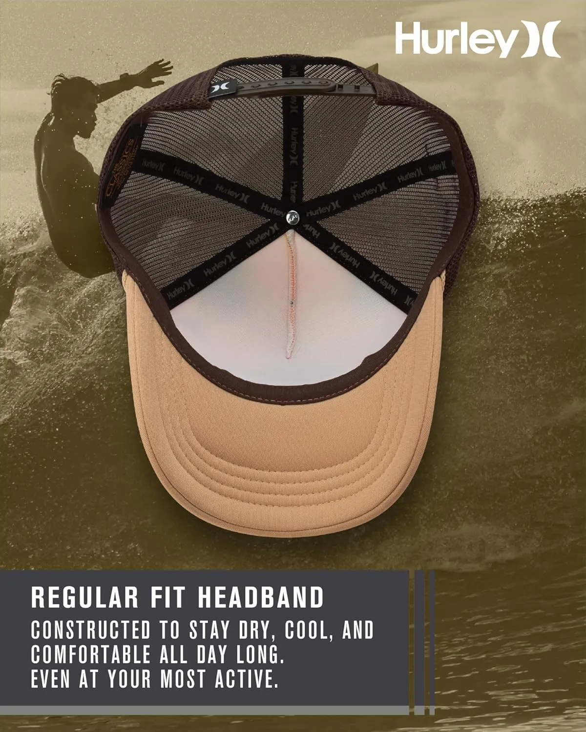Hurley Men's Rincon Trucker Hat - Breathable Mesh Sides, Curved Bill, Adjustable Snap Closure - Trucker Hats for Men