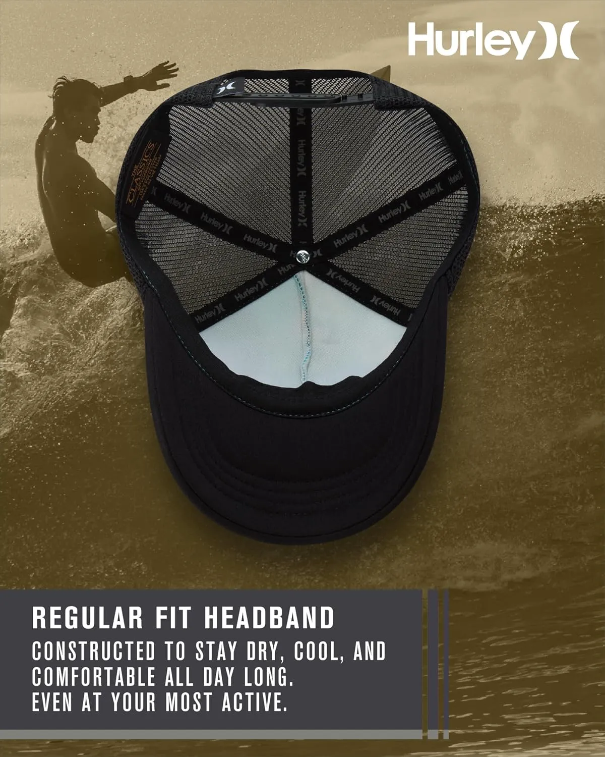 Hurley Men's Rincon Trucker Hat - Breathable Mesh Sides, Curved Bill, Adjustable Snap Closure - Trucker Hats for Men