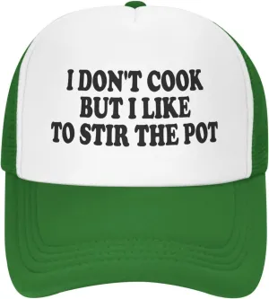I Don't Cook But I Like to Stir The Pot Trucker Hat Funny Hats Men Women Adult Dirty Humor Vintage Baseball Cap