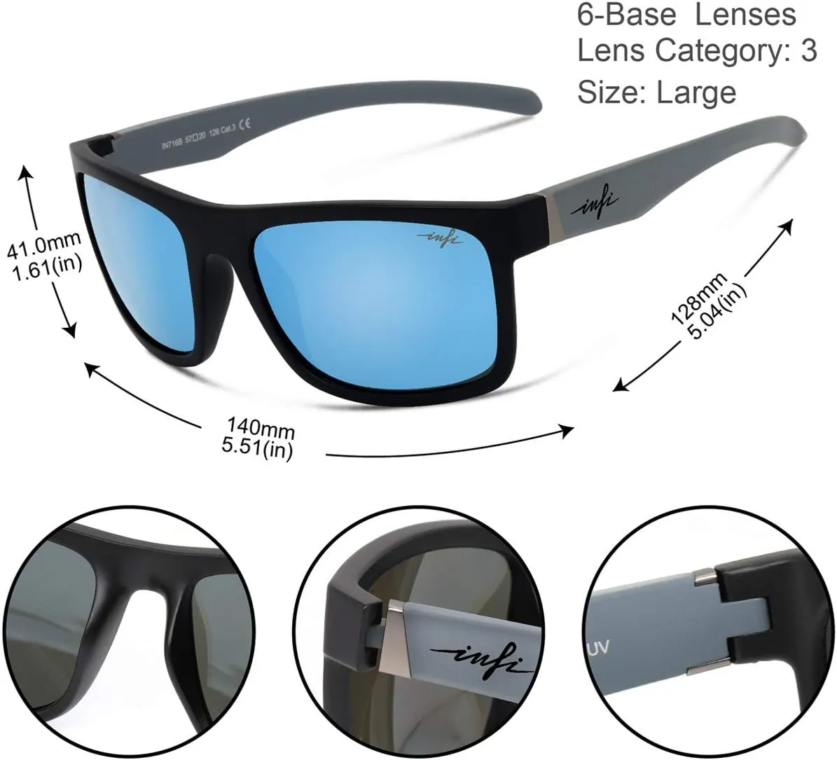 INFI Polarized Sunglasses for Men Fishing Driving Running Mirrored Glasses UV400 Protectiont