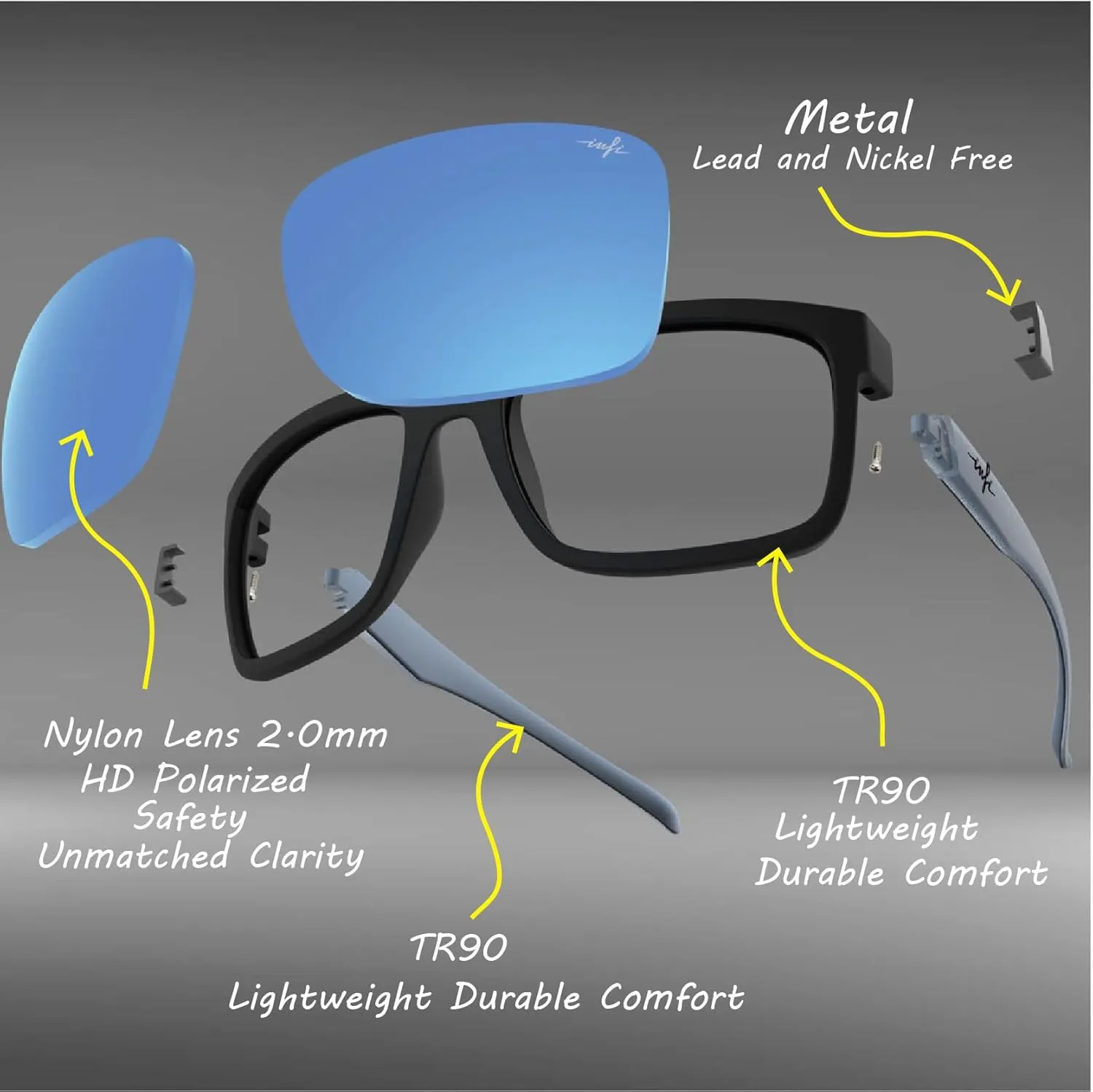 INFI Polarized Sunglasses for Men Fishing Driving Running Mirrored Glasses UV400 Protectiont
