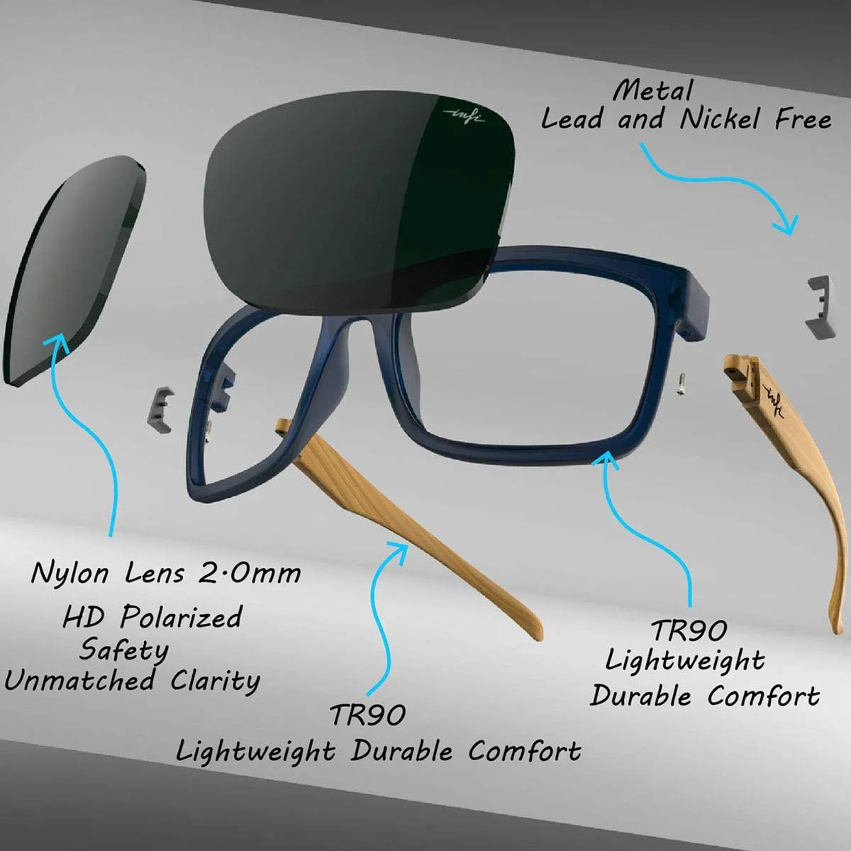 INFI Polarized Sunglasses for Men Fishing Driving Running Mirrored Glasses UV400 Protectiont