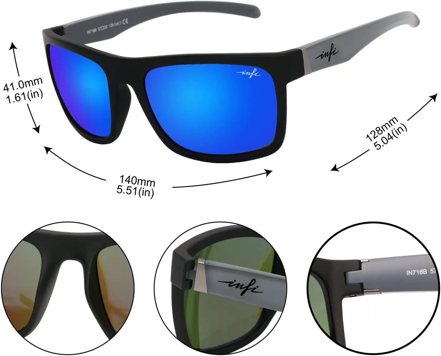 INFI Polarized Sunglasses for Men Fishing Driving Running Mirrored Glasses UV400 Protectiont