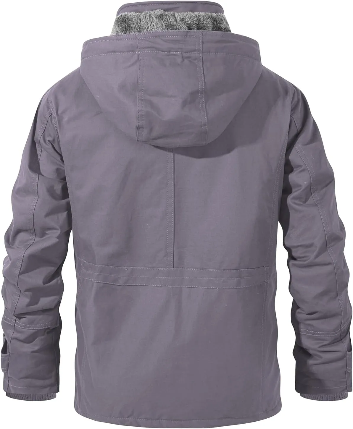 INVACHI Men's Winter Jacket Cotton Military Jackets Fleece Lined Thick Work Coats Warm Cargo Jackets with Hooded Pockets