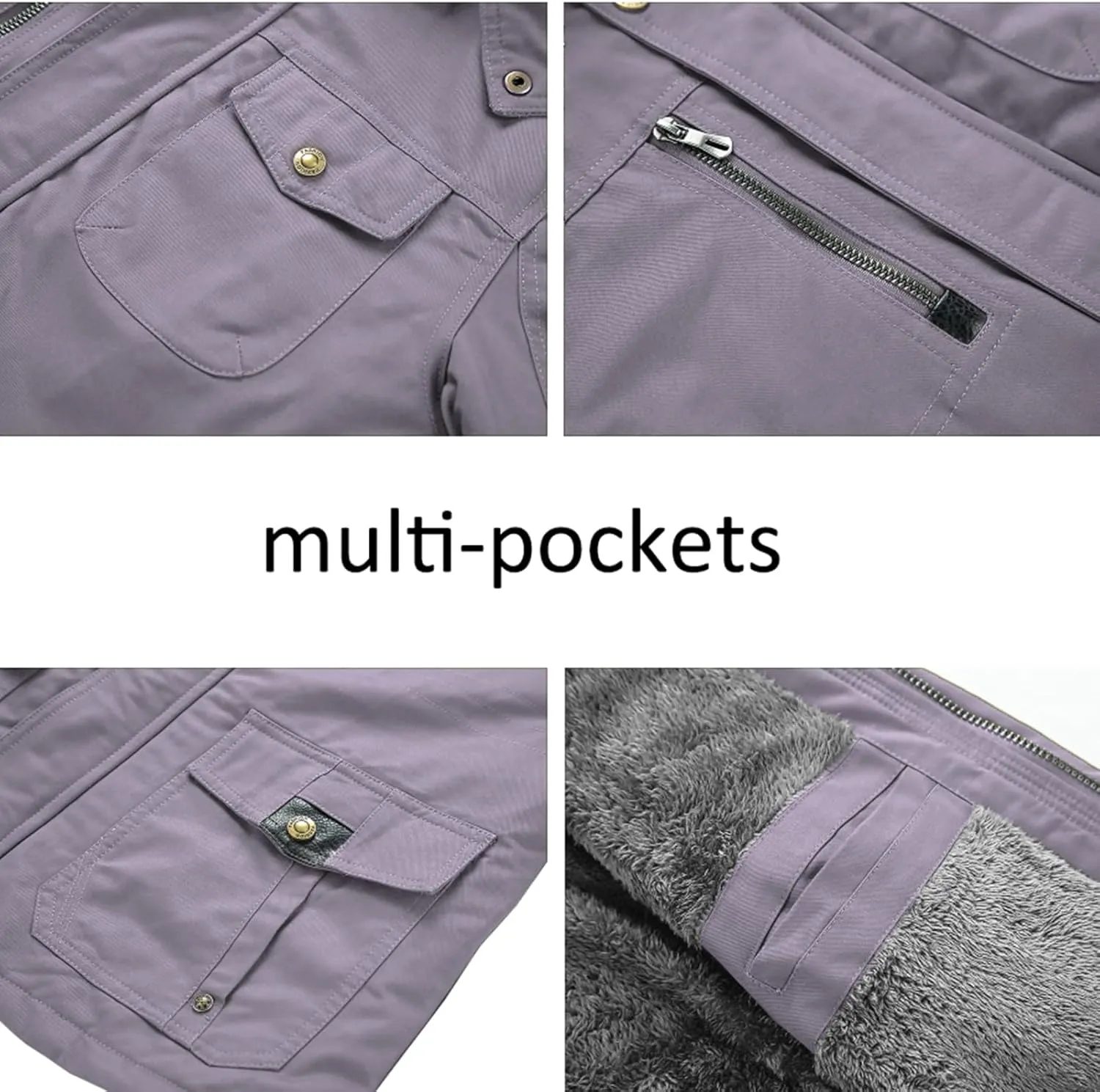 INVACHI Men's Winter Jacket Cotton Military Jackets Fleece Lined Thick Work Coats Warm Cargo Jackets with Hooded Pockets