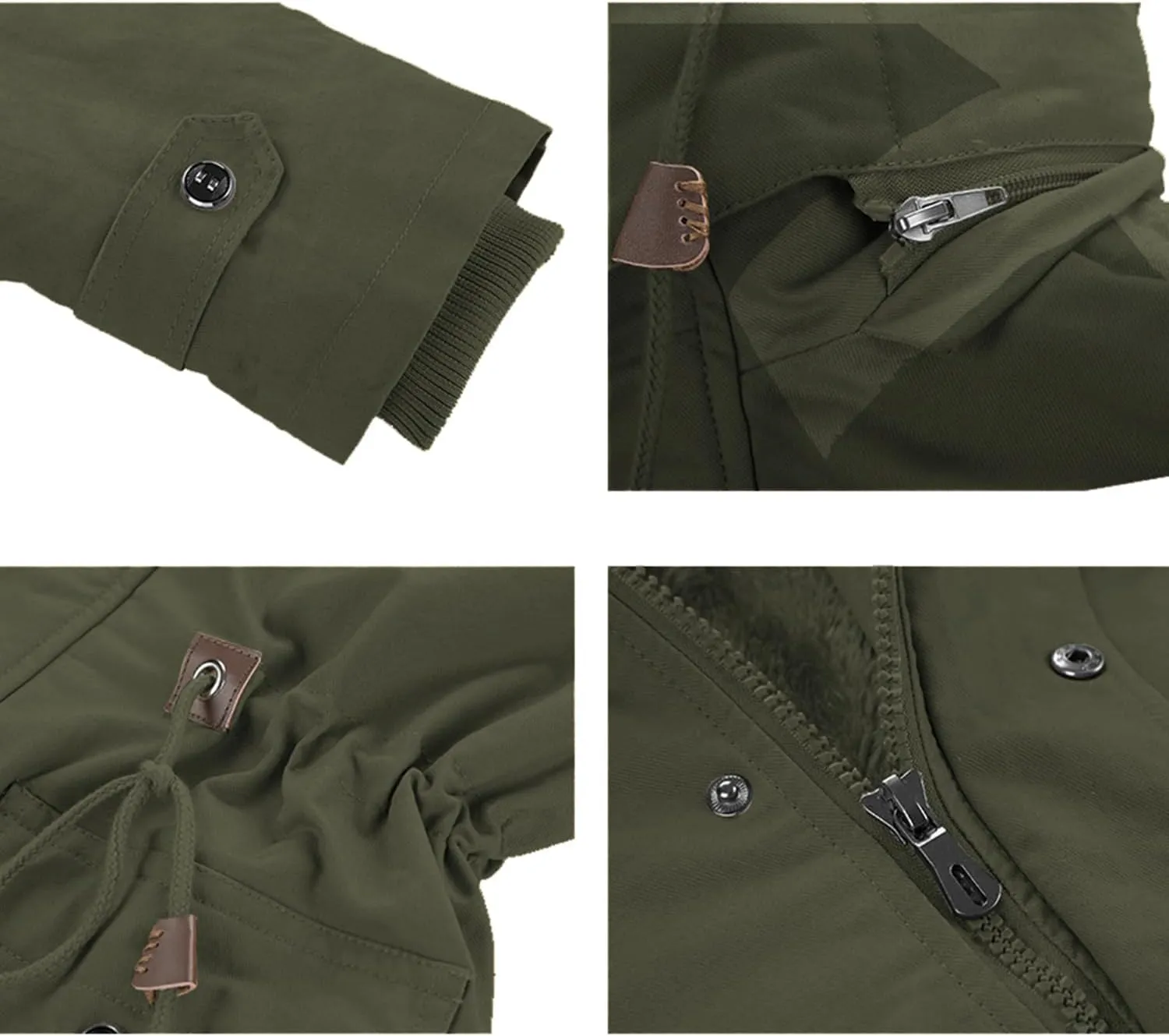 INVACHI Men's Winter Jacket Cotton Military Jackets Fleece Lined Thick Work Coats Warm Cargo Jackets with Hooded Pockets