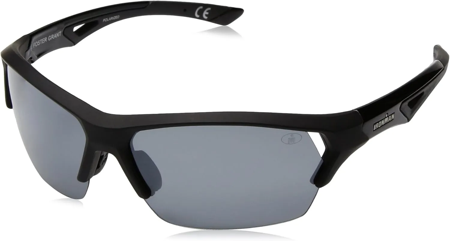 IRONMAN Men's Excursion Sunglasses Wrap, Black, 63 mm