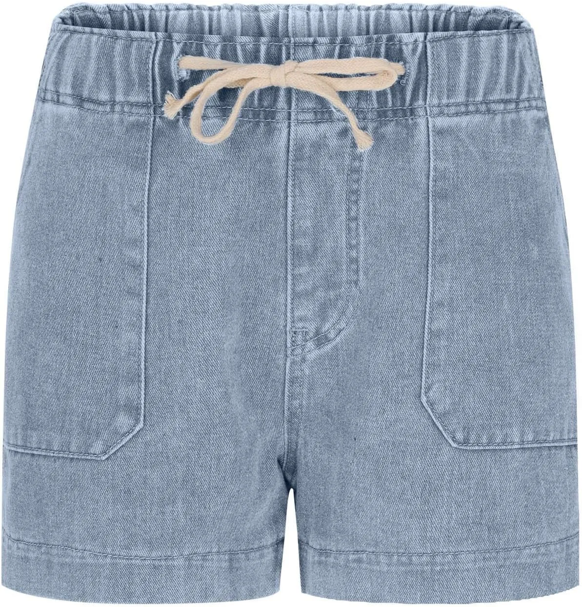 Jean Shorts Womens High Waisted Drawstring Pull On Short Jeans Baggy Casual Denim Chambray Shorts with Pockets