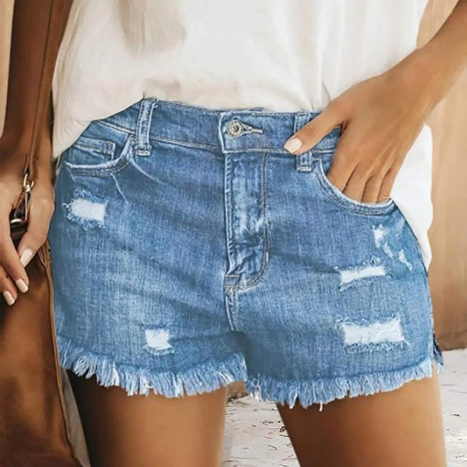 Jeans Shorts for Women High WAIS 2024 Summer Ripped High Waisted Denim Shorts Stretchy Cuffed Hem Jean Shorts