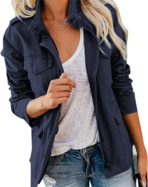 JEShifangjiusu Womens Military Anorak Jackets Utility Zip Up Lightweight Hoodies Coats Casual Spring Fall Jacket with Pockets