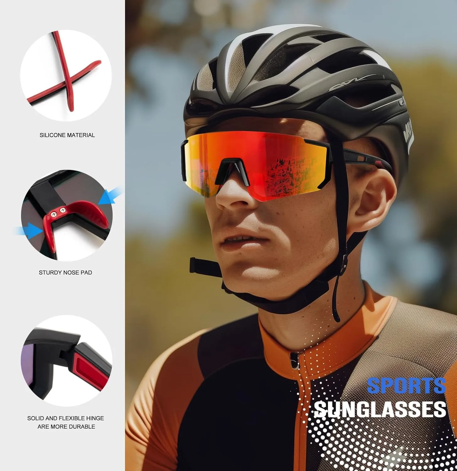 KALIYADI Polarized Sunglasses-for-Men Sports Sunglasses: Mens Running Sun Glasses UV400 Protection for Cycling Fishing